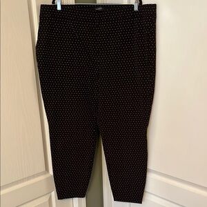 Talbots Black Polka Dot Pull On Pants with Skinny Ankle 24W